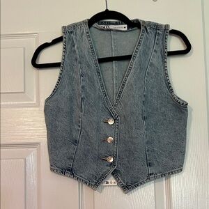 Zara Gray Denim Vest Top